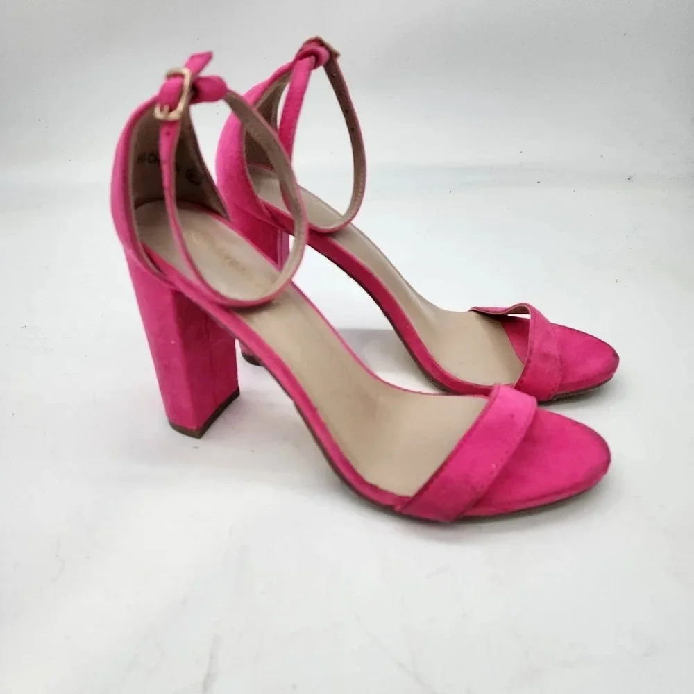 Dream Pairs Women's Hot Pink Faux Suede Sandal’s Ankle Strap Size 6.5